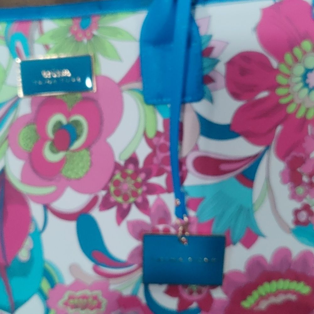 Trina Turk Pink Turquoise Floral Tote - Picture 5 of 10